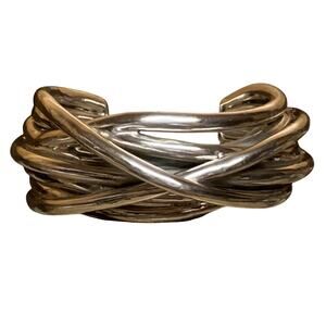 Sterling Silver Intertwined Statement Cuff Made In Israel